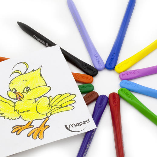法国maped马培德24色塑料蜡笔儿童画画笔宝宝腊笔不脏手可水洗 商品图3