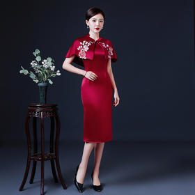上海旗袍厂LHS-2030婚礼妈妈春装2021新款喜婆婆婚宴礼服洋气阔太太旗袍连衣裙两件套