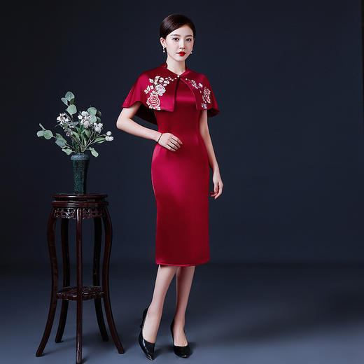 上海旗袍厂LHS-2030婚礼新款喜婆婆婚宴礼服洋气旗袍连衣裙两件套 商品图3