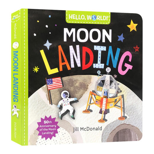 你好科学小世界 登月 英文原版 Hello World Moon Landing 幼儿英语启蒙认知纸板书 科普百科绘本 英文版进口原版书籍 商品图0