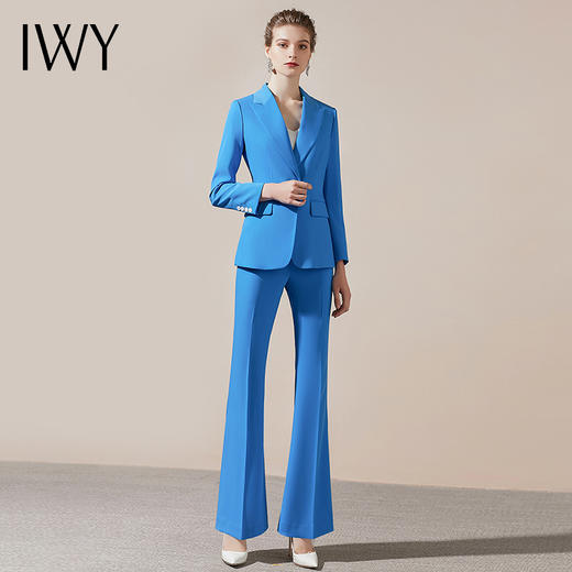 IWY/简约一粒扣高端职业装女总裁职场正装套装蓝色修身显瘦休闲工作服	203008C1+P3 商品图4