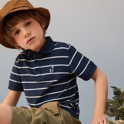 【纯棉条纹Polo衫】童装条纹纯棉POLO衫男童2021夏季新款短袖T恤 商品图2