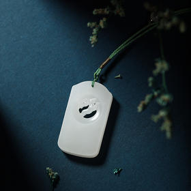 和田玉白玉鹿游仙踪玉牌 细腻糯白 温润灵动