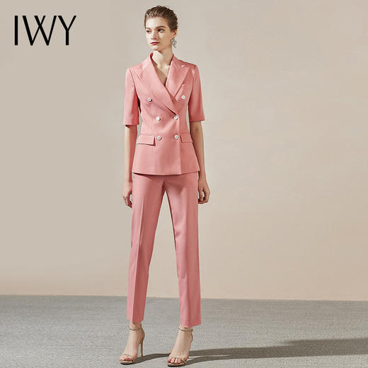 IWY/直播福利款 新品粉色短袖西装裤子套装212012C1+P1 商品图2
