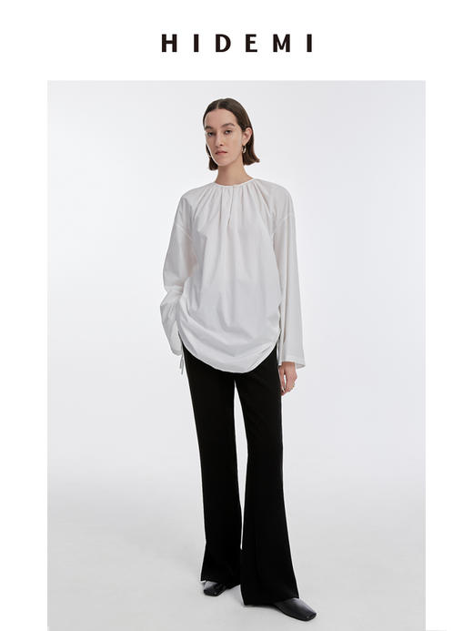 HIDEMI 简约褶皱抽绳设计感衬衫 商品图1