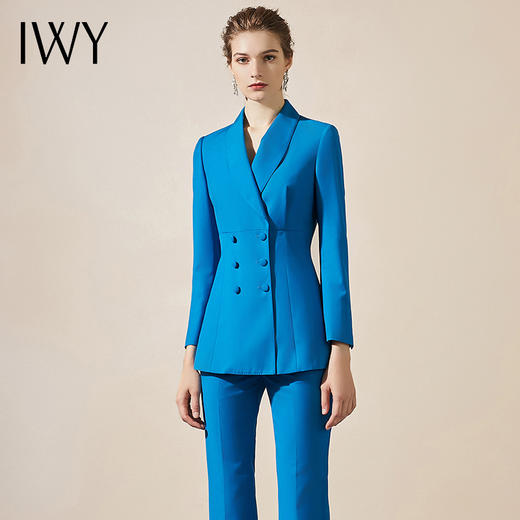 IWY/春秋时尚总裁蓝色西装套装气质洋气青果领商务正装203133C1+203133P3 商品图0