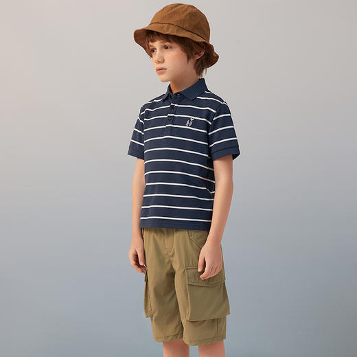 【纯棉条纹Polo衫】童装条纹纯棉POLO衫男童2021夏季新款短袖T恤 商品图3
