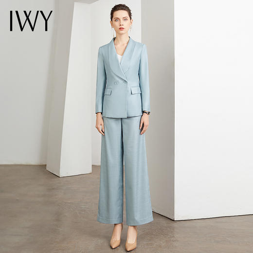 IWY/蓝色职业西装套装女时尚气质小个子修身显瘦腰带名媛商务上班正装CP650【含腰带】 商品图1