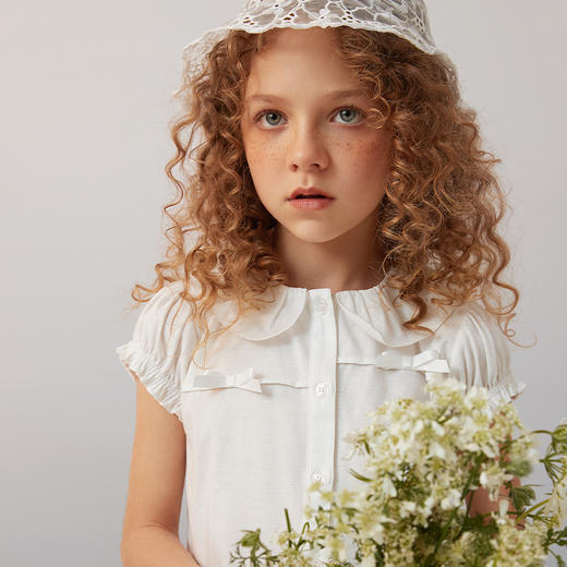 【纯棉短袖衬衫】童装短袖衬衫女童2021夏季新款白色纯棉衬衣 商品图2