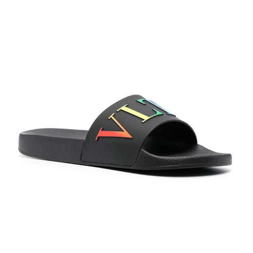 VALENTINO 华伦天奴 男士拖鞋 黑色 彩色字母 VY2S0873CXP AZ8 商品图1