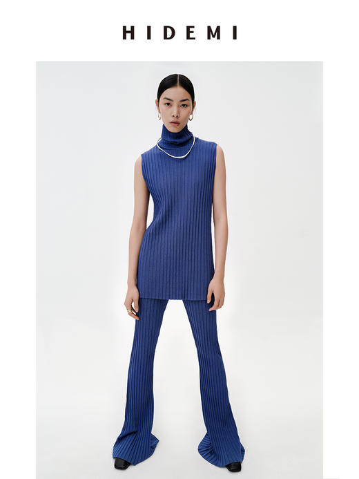 HIDEMI 纸片人超显瘦针织套装 高领背心/喇叭裤 商品图4