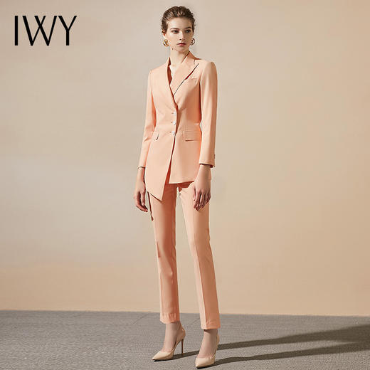 IWY/香槟粉西服套装女正装气质款复古工装洋气端庄高定白领时尚ol203132C1+P1 商品图4