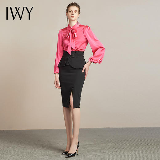 IWY/ 玫红色衬衫百搭气质衬衣203102B1 商品图2