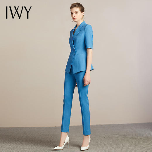 IWY/直播福利款 新品蓝色短袖西装裤子套装212014C1+P1 商品图2