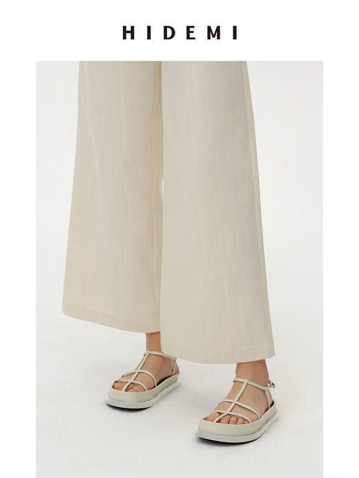 HIDEMI 系带设计感小羊皮厚底凉鞋 黑色/白色/鹅黄色/云雾紫 商品图11