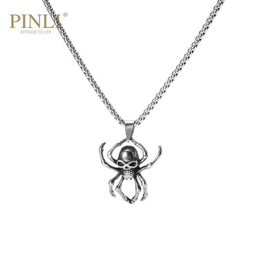 PINLI品立2021夏季男不锈钢骷髅蜘蛛吊坠项链饰品首饰D203128971 商品图2