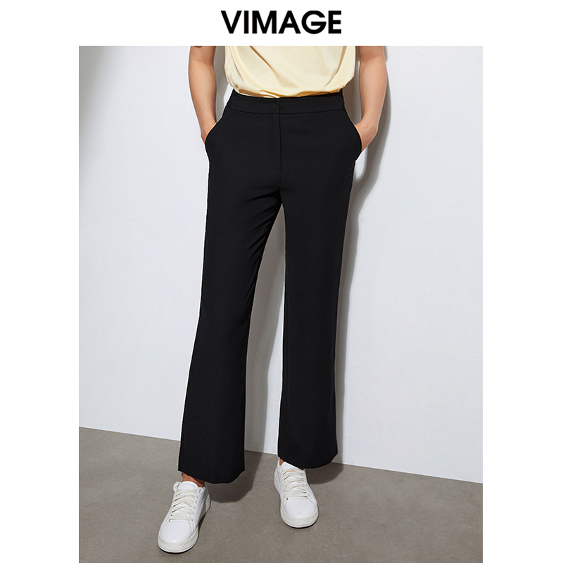 VIMAGE纬漫纪通勤职业显瘦直筒长裤女裤VA2105103