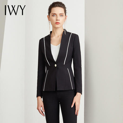 IWY/黑色商务西装套装女英伦风时尚修身气质女神职业职场通勤正装	CP16-B 商品图2