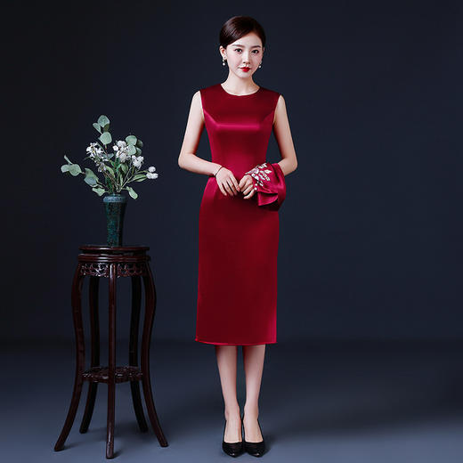 上海旗袍厂LHS-2030婚礼新款喜婆婆婚宴礼服洋气旗袍连衣裙两件套 商品图1