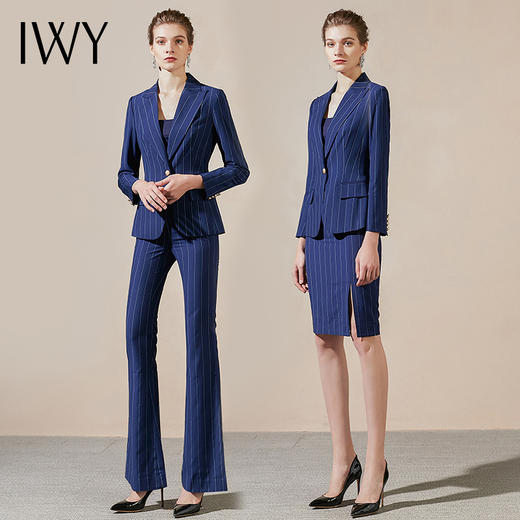 IWY/蓝色条纹西装套装职场白领上班工作服CPS8118 商品图4
