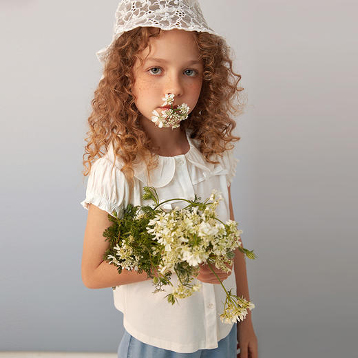 【纯棉短袖衬衫】童装短袖衬衫女童2021夏季新款白色纯棉衬衣 商品图1