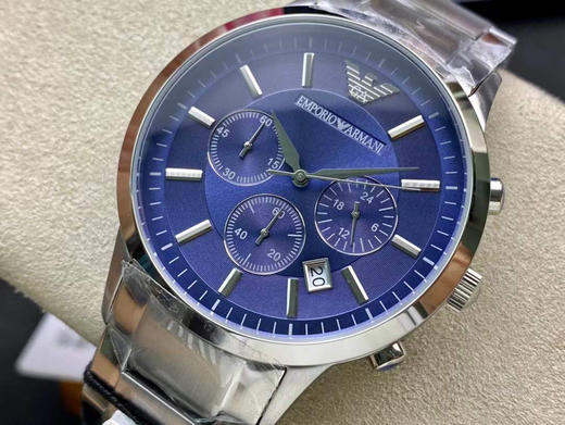 原单 Armani阿玛尼 型号：AR2448尺寸：43mm*12mm多功能三眼计时情侣腕表。 搭载多功能跑秒石英机芯强大的分针计时/秒表计时/24小时同步 商品图6