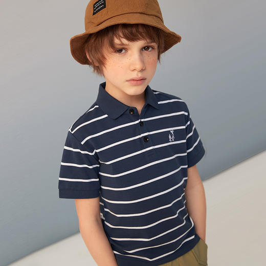 【纯棉条纹Polo衫】童装条纹纯棉POLO衫男童2021夏季新款短袖T恤 商品图1
