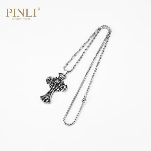 PINLI品立夏季新款配饰骷髅吊坠项链饰品男不锈钢首饰D203128966 商品图1