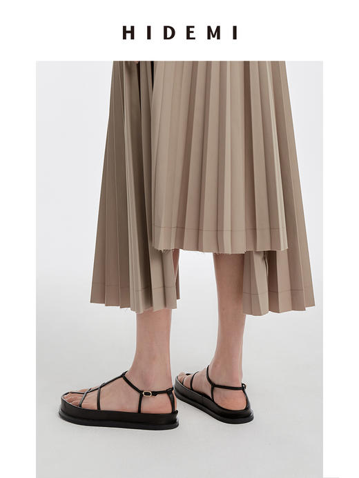 HIDEMI 系带设计感小羊皮厚底凉鞋 黑色/白色/鹅黄色/云雾紫 商品图5