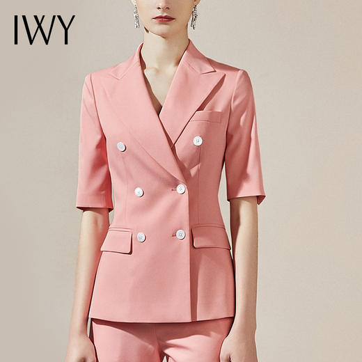 IWY/直播福利款 新品粉色短袖西装裤子套装212012C1+P1 商品图4