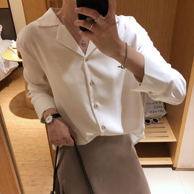 【法式慵懒风】西装领V领缎面雪纺衬衫 简约 时尚  细腻有垂坠感~穿出不一样的通勤风