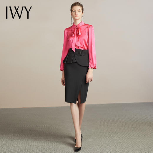 IWY/ 玫红色衬衫百搭气质衬衣203102B1 商品图4