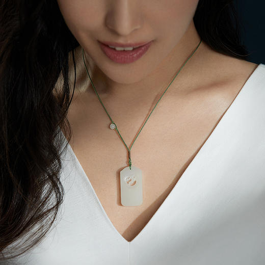 和田玉白玉鹿游仙踪玉牌 细腻糯白 温润灵动 商品图8