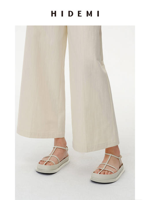 HIDEMI 系带设计感小羊皮厚底凉鞋 黑色/白色/鹅黄色/云雾紫 商品图10