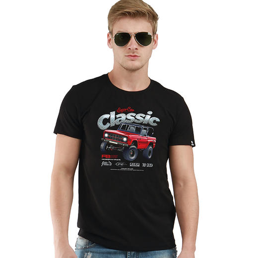 NMT-1319年夏装新款自由基地越野车图青春流行个性简约标准圆领短袖衫 商品图0