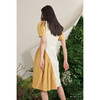 【玛丽假期】不规则奶黄米白撞色泡泡袖褶皱连衣裙/0000651 商品缩略图3
