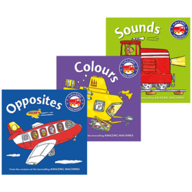 神奇的机器3册纸板书 颜色声音相反 英文原版 Amazing Machines First Concepts: Colors Sounds Opposites 英文版儿童英语图画书