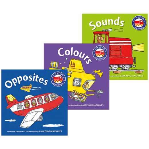 神奇的机器3册纸板书 颜色声音相反 英文原版 Amazing Machines First Concepts: Colors Sounds Opposites 英文版儿童英语图画书 商品图0