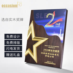 创意金属五角星木质高档实木奖牌定制定做授权牌证书聘书制作奖品