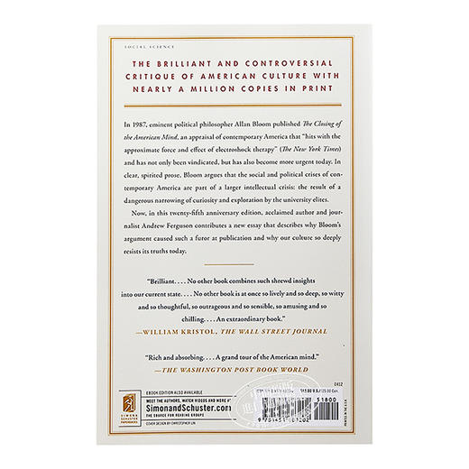 【中商原版】美国精神的封闭    英文原版	Closing of the American Mind 商品图1