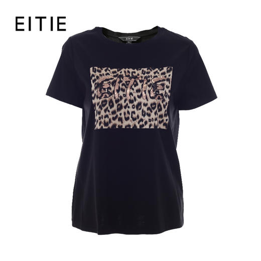 故障 EITIE爱特爱春季新款通勤时尚休闲百搭显瘦简约印花T恤上衣女6102812 商品图7