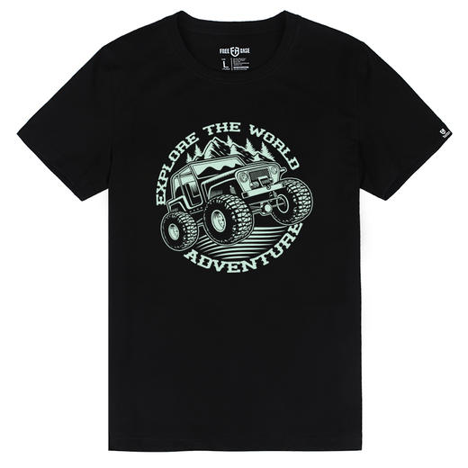 NMT-1317夏装上市潮流经典越野车图案加大码男女青春流行短袖圆领半袖 商品图1