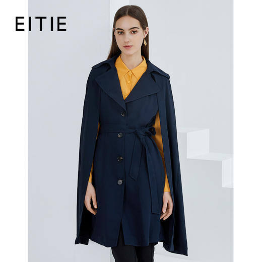 EITIE爱特爱春季新款复古时髦个性翻领斗篷收腰显瘦风衣外套6104801 商品图0