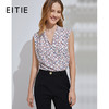 EITIE爱特爱春季新款洋气复古V领一片式包肩袖印花显瘦短上衣 商品缩略图0