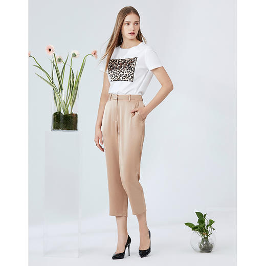 故障 EITIE爱特爱春季新款通勤时尚休闲百搭显瘦简约印花T恤上衣女6102812 商品图2