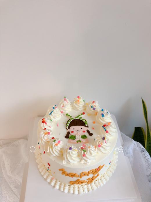 喝奶茶的女孩手绘蛋糕（多款式）-低糖处理无添加 商品图3