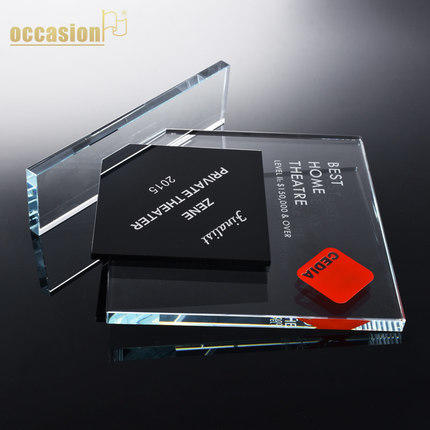 创意水晶奖杯授权定制定做高档黑水晶牌荣誉奖座刻字制作奖牌纪念 商品图2