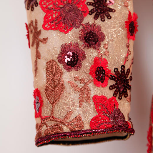 QF84C斯尔丽2021年春季上新瑟俪复古定制绣花淑女合体连衣裙 商品图4