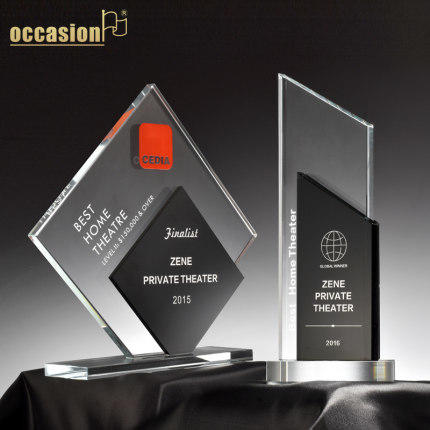 创意水晶奖杯授权定制定做高档黑水晶牌荣誉奖座刻字制作奖牌纪念 商品图1