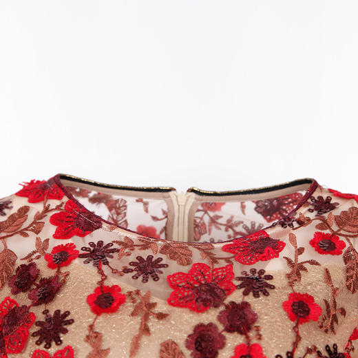 QF84C斯尔丽2021年春季上新瑟俪复古定制绣花淑女合体连衣裙 商品图3